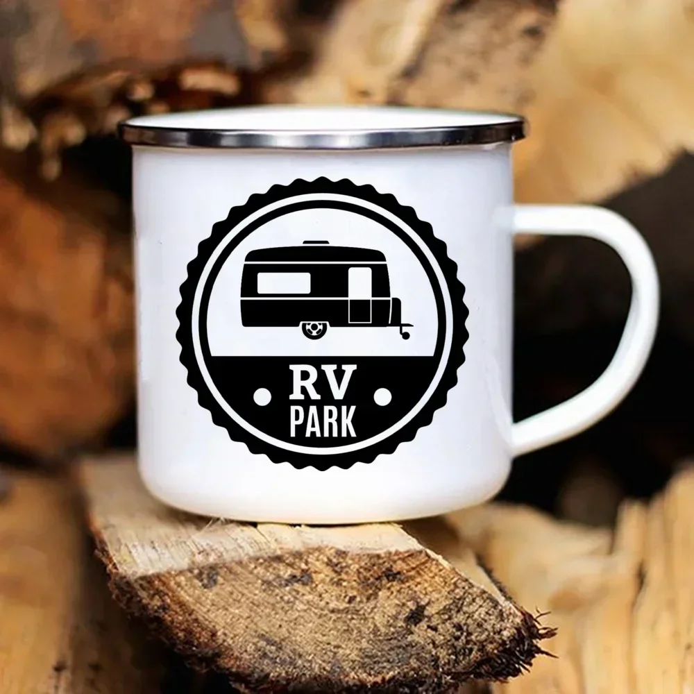 Beach California Drink Mug RV Park Mug Enamel Beach Campfire Present Hawaii Decor Enamel MugJuice Water Cocoa Milk Coffee Cup