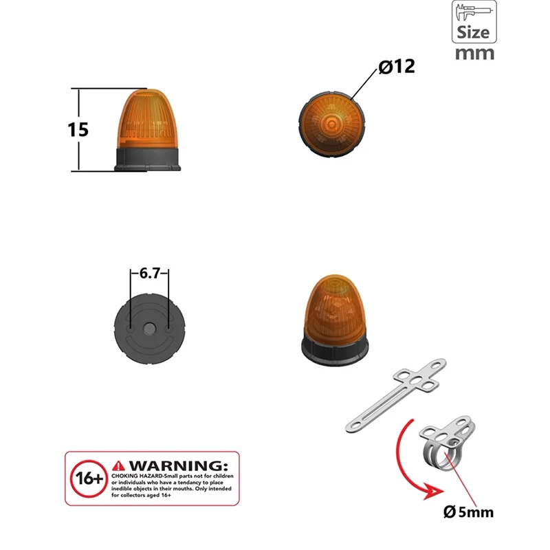 1:14th Scale RC Truck LED 5V Rotating Light Warning Light for SCANIA Tamiya 770S R620 for VOLVO ACTROS AROCS Model Car DIY Parts