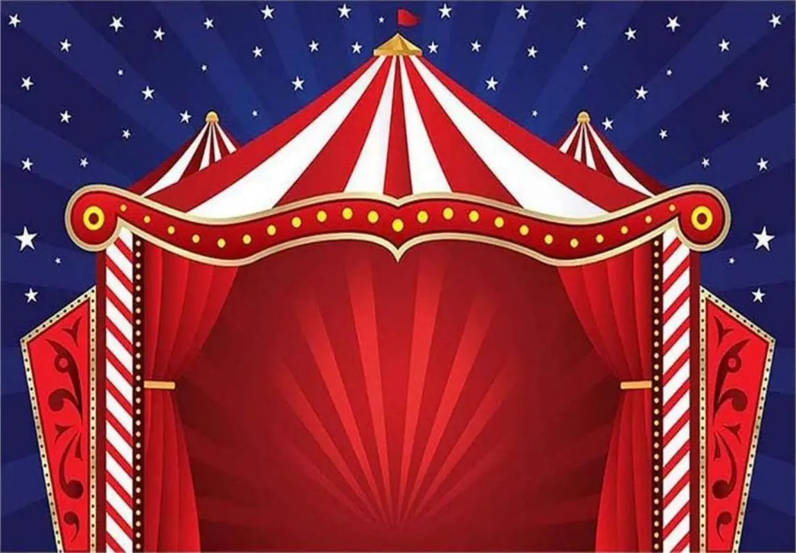 Circus Tent Photography Backdrops Glitter Stars Carnival Red Tent Kids Birthday Party Banner Decoration Baby Shower Background