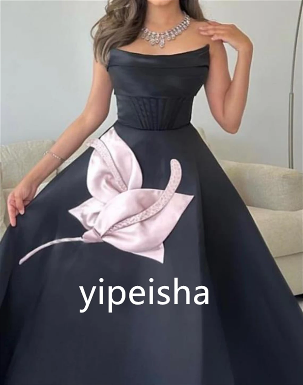 Robe de Rhdécontractée sans bretelles pour femmes, robe de Quinceanera, fleur, charmeuse, soirée, robe d'anniversaire, luxe, sexy, mode