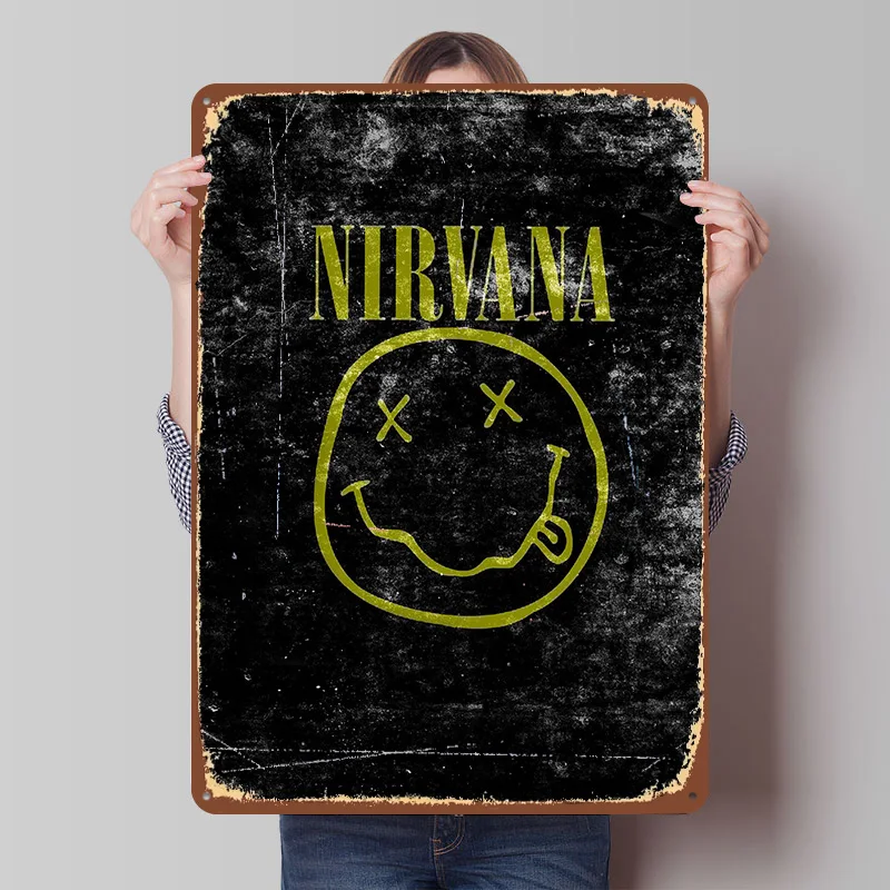 Nirvana Logo Metal Poster Customized Wall Art Retro Vintage Tinplate Signs for Man Cave Decoration Home Decorations Office Decor