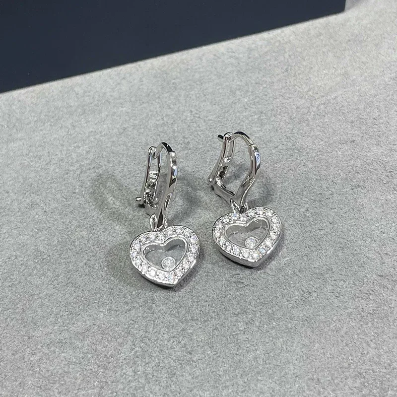 

High Quality Happy Rhinestone Love Heart Drop Earrings Sets For Women Fashion Jewelry Party Gift