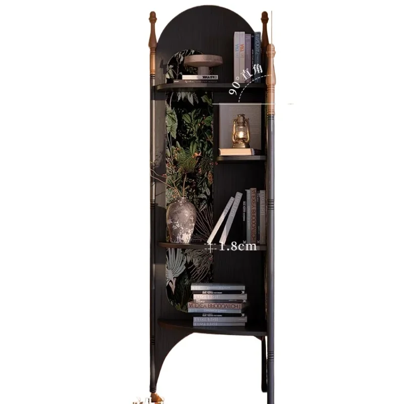 

Triangular French retro living room corner solid wood corner cabinet medieval walnut shelf bookshelf