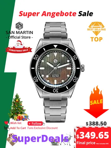 San Martin Official 39mm Guilloche MOP Dial Miyota 90S5 Sport Watch Automatic Mechanical Sapphire Bezel 20 ATM Luminous SN0151