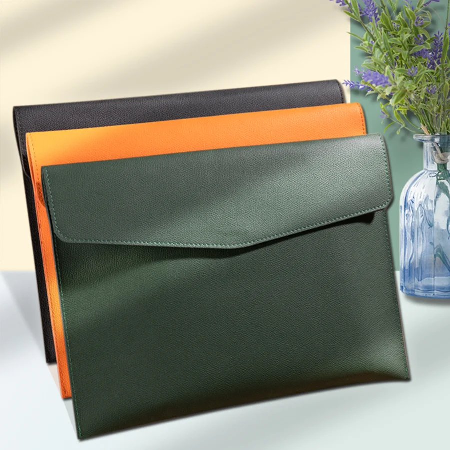 A4 Leather File Folder Data Package Document Bag Fashion Briefcase Data Contract Bill File Bag School Office Supplies