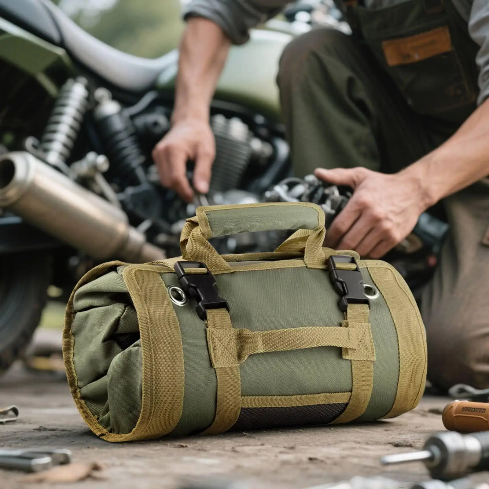 Tool Roll Organizer Multi-Compartment Roll up Tool Bag Heavy Duty for Electricians, Mechanics, Car, Garage, Job Site