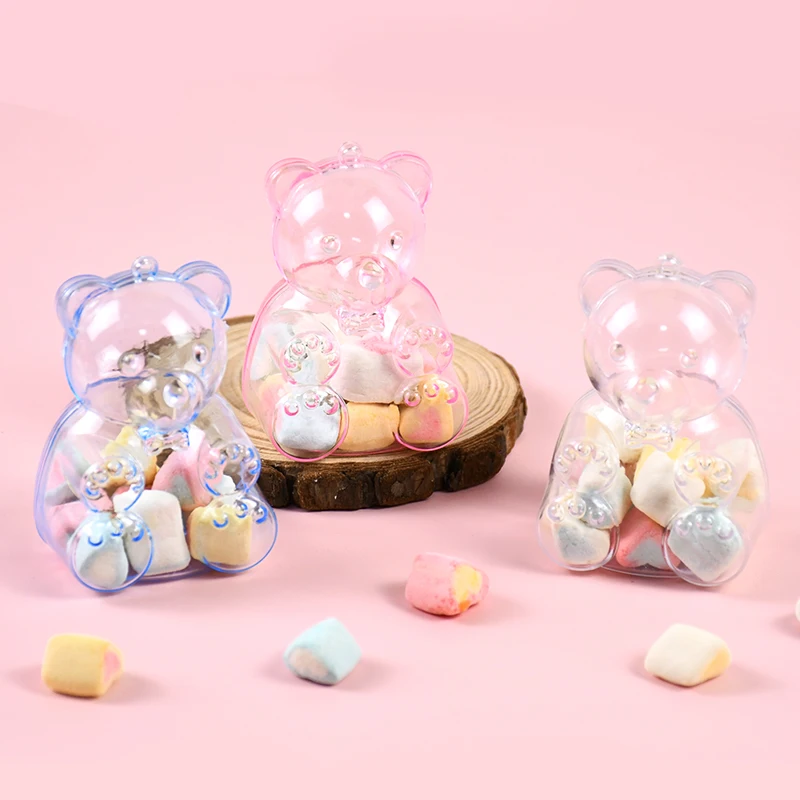 10 قطعة على شكل دب صندوق حلوى مجوهرات شفافة وجبة خفيفة هدية علبة التعبئة والتغليف حفل زفاف عيد ميلاد ديكور لوازم استحمام الطفل المفضلة
