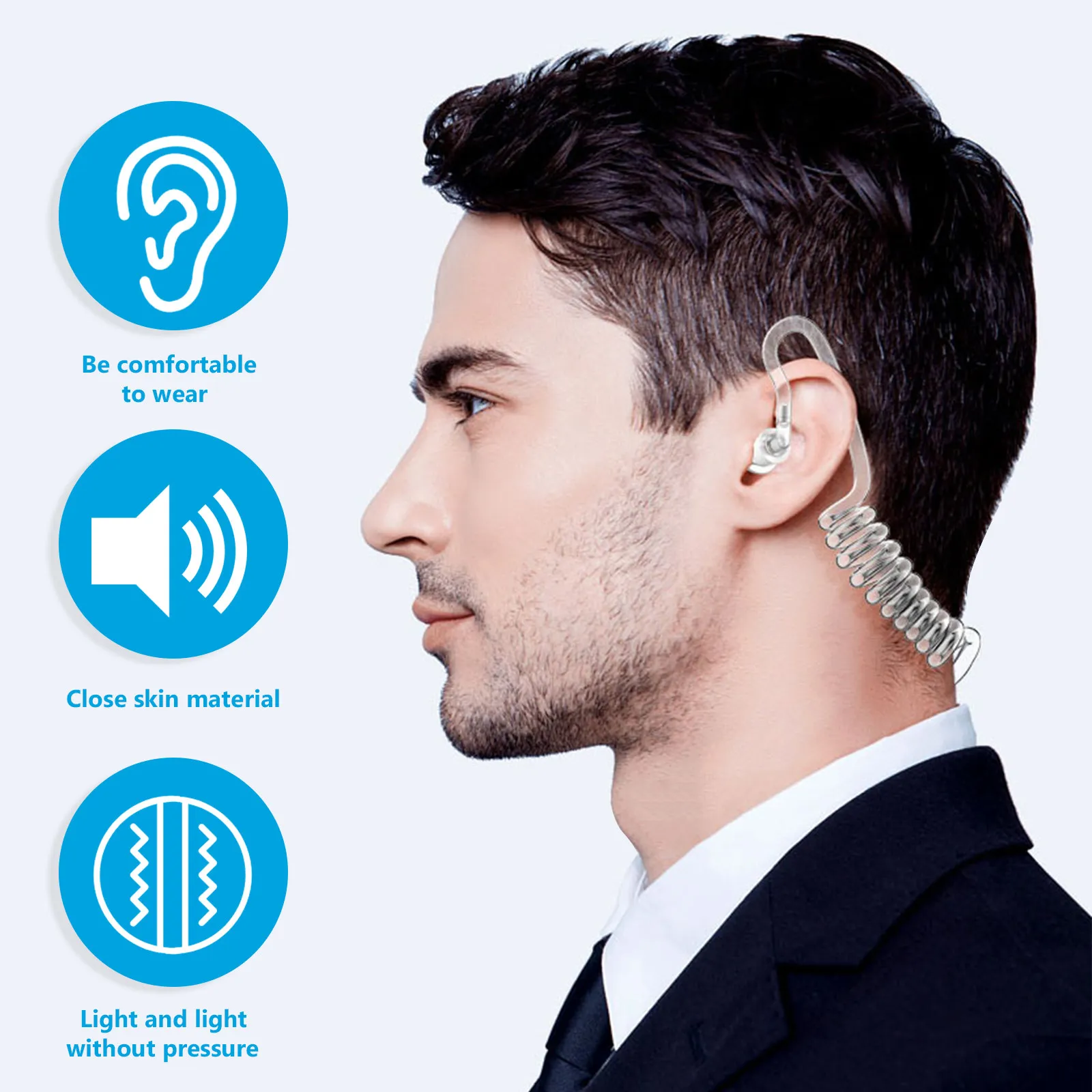 1Pcs Walkie Talkie Earpiece Acoustic Tube Wired Earphone Radiation Free Noise Isolating Air Tube Headset for Law Enforcement