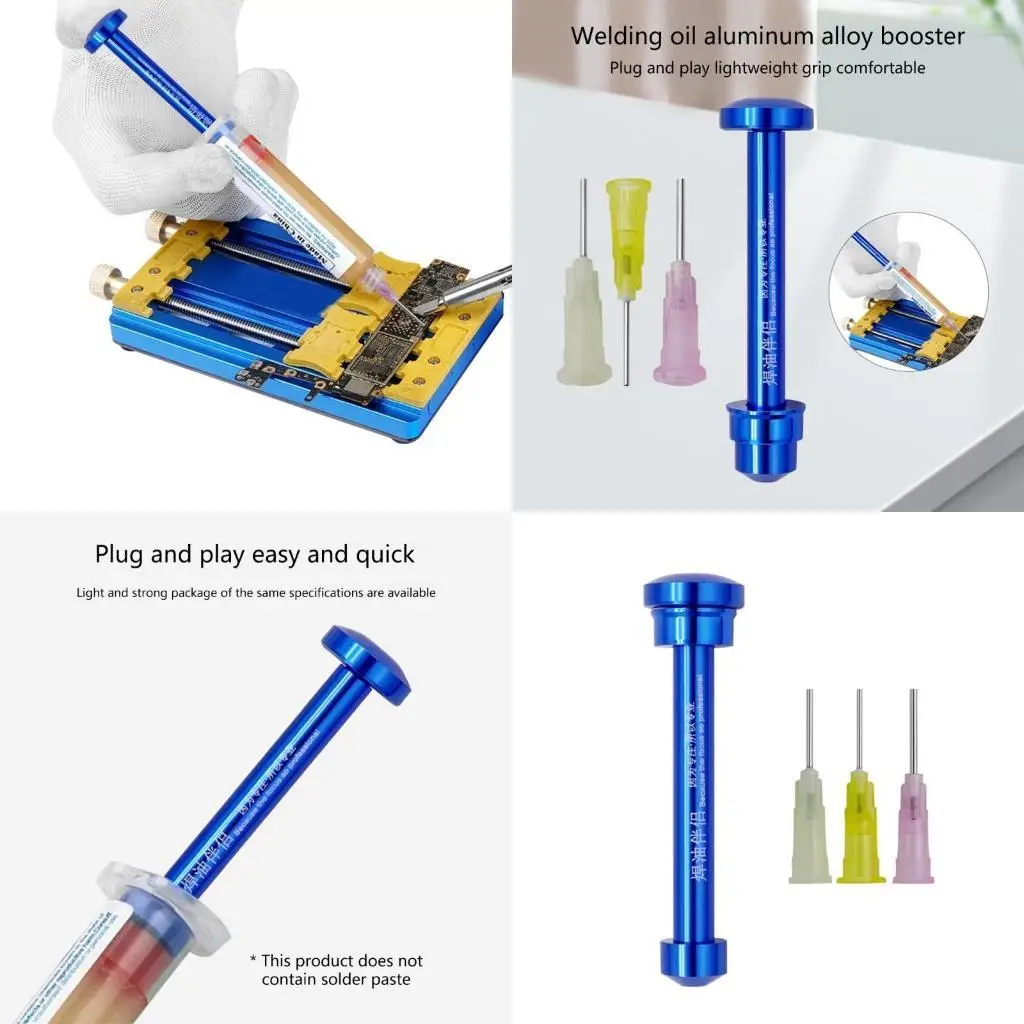 

652F Welding Soldering Oil Pusher Manual Syringes Plunger Dispenser Repair Aluminum
