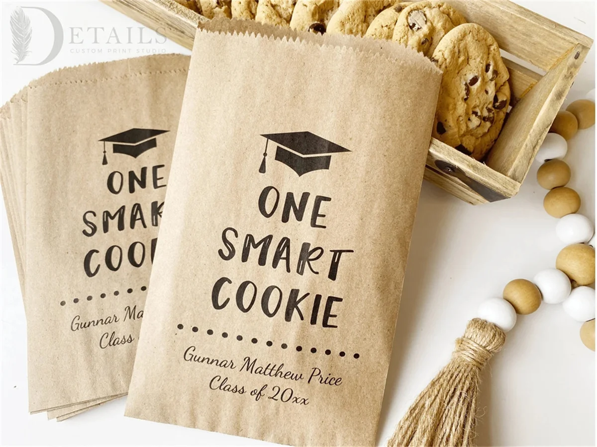 

50 One Smart Cookie Bags, Graduation Party Favors, Cookie Buffet Bags, Cookie Bar Treat Bags, Personalized Graduation Favor Bags