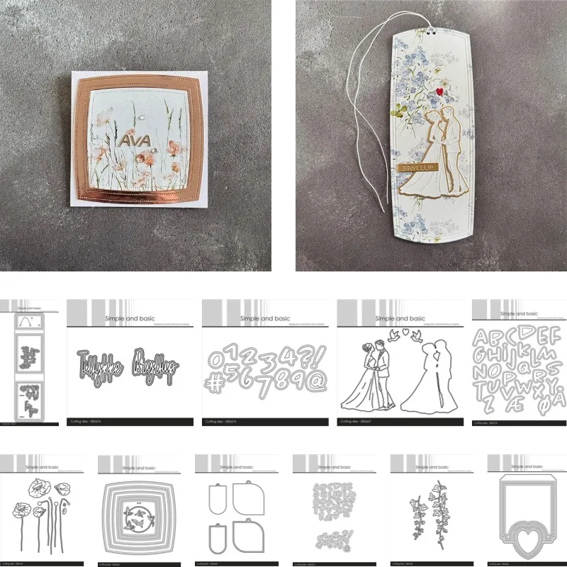 Matrices de découpe en métal pour étiquettes et cadres décoratifs, motifs Lierre et Coquelicots, pour scrapbooking, papier, artisanat, couteau, lame de découpe, poinçon