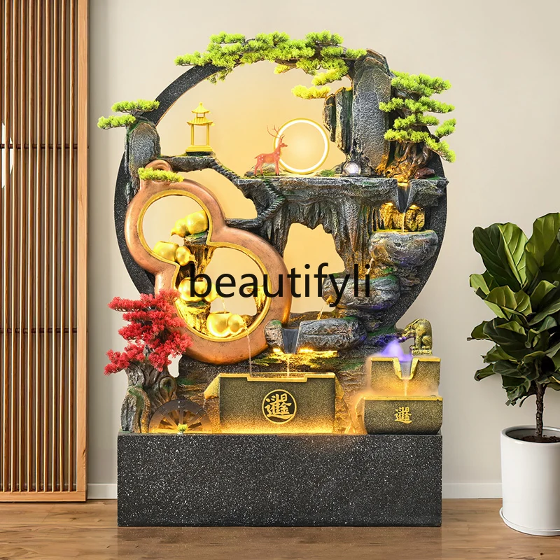 

Garden decoration ornament water curtain wall running water screen rockery landscaping feng shui wheel outdoor
