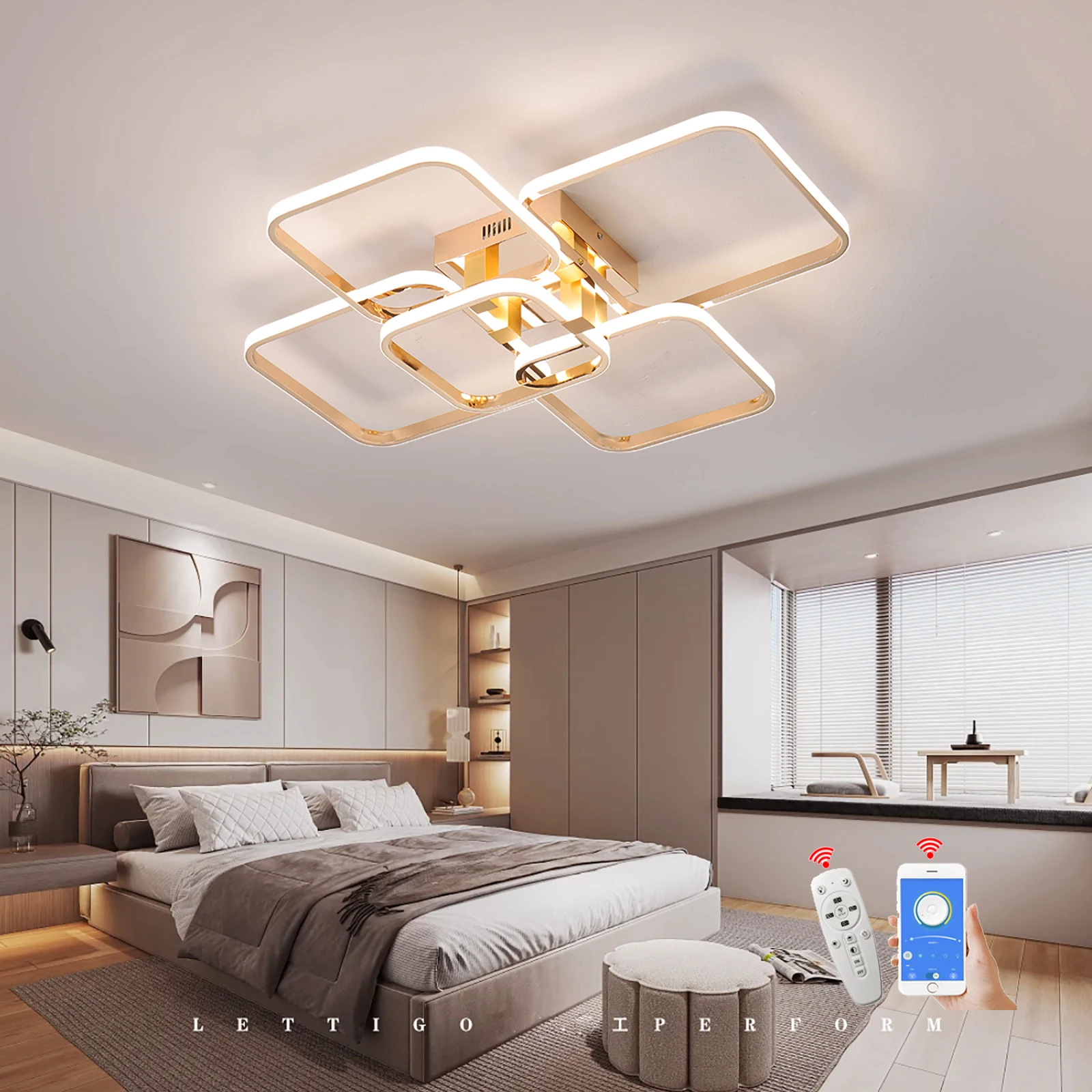 Modern led chandeliers dimmable ceiling chandeleir for living room bedroom Gold chrome 3-6 heads led ceiling lights W/remote