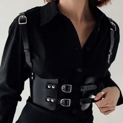 Women Fashion Corset Pu Leather Harness Corset Waist Belt Decorative Suspenders for Women Harness Straps Clothing Accessories