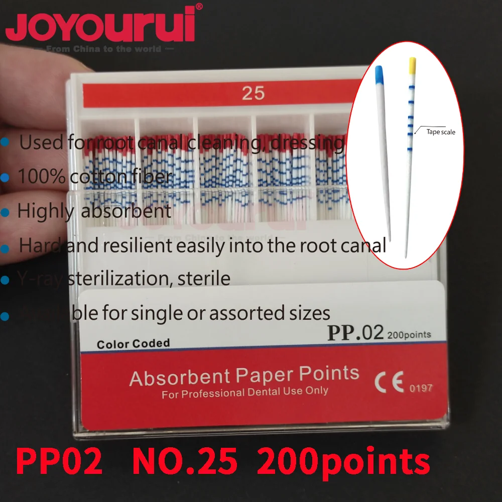 نقاط ورق ماصة للأسنان 02/04/06 معقمة مختلط الحجم إلغاء الجذر ألياف القطن نصائح مواد طب الأسنان 15-40 #