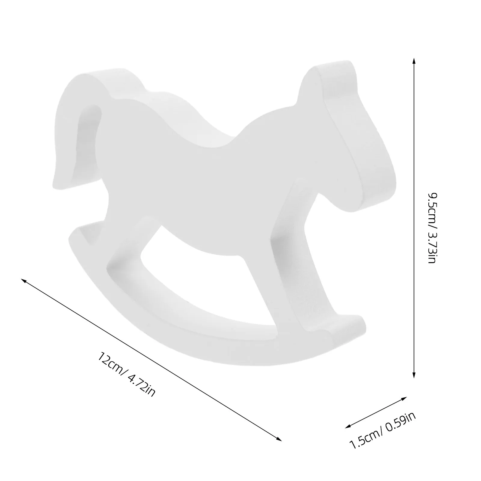 Wooden Rocking Horse Small White Painted 4.72x3.73x0.59in Exquisite Wedding Home Decor Kids Safe Horse Room Decoration - Detail 1