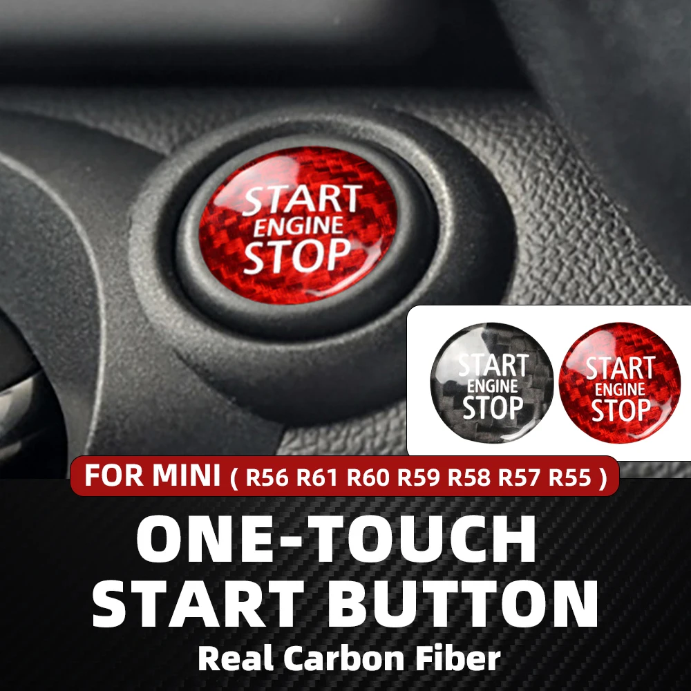 

Наклейка на кнопку стартера салона автомобиля для MINI Cooper R56 R61 R60 R55 R57 R58 R59, аксессуары из настоящего углеродного волокна, автомодификации