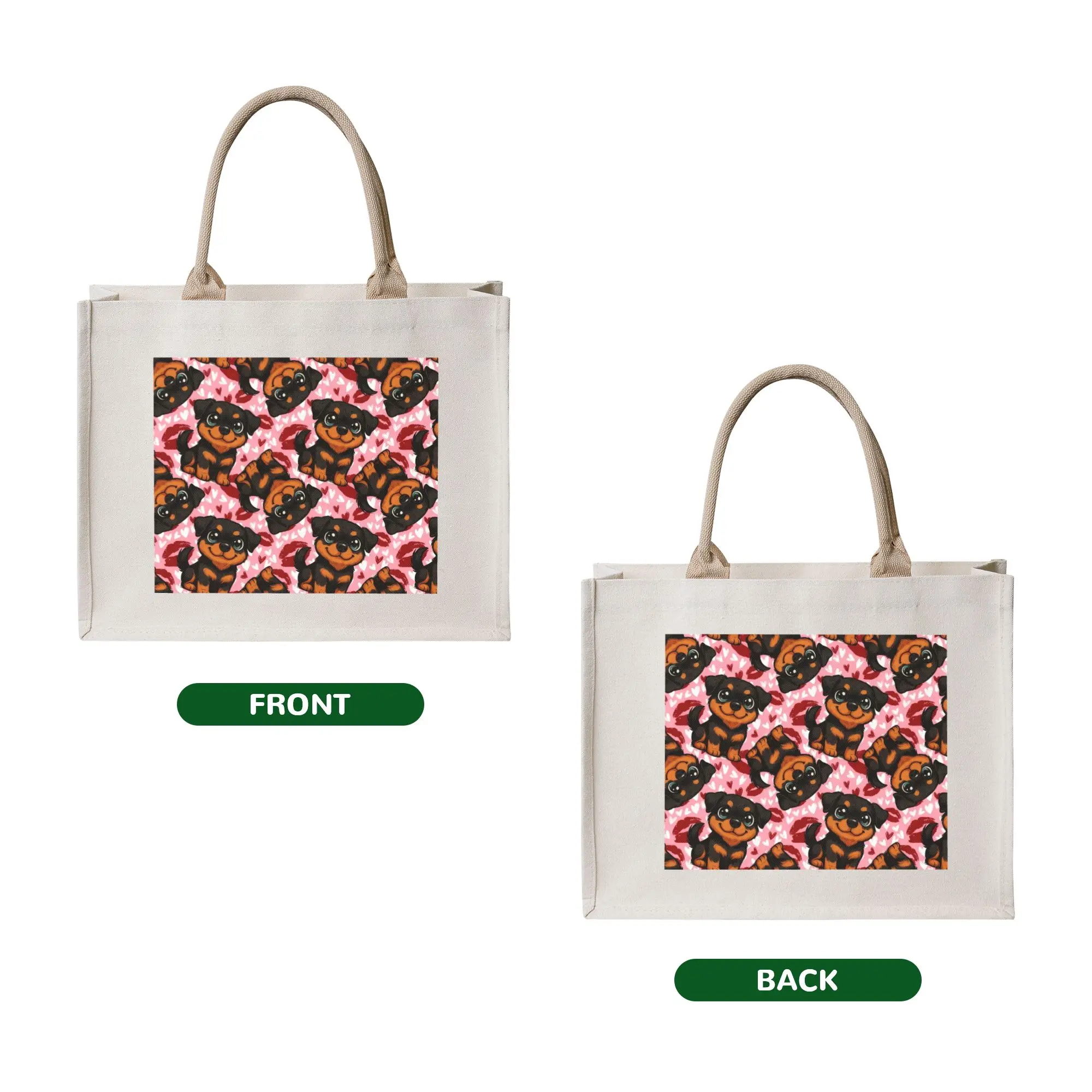 Funny Printed Cute Rottweiler puppy pattern Shopping Tote Bags Portable Shopper Shoulder  Handbag