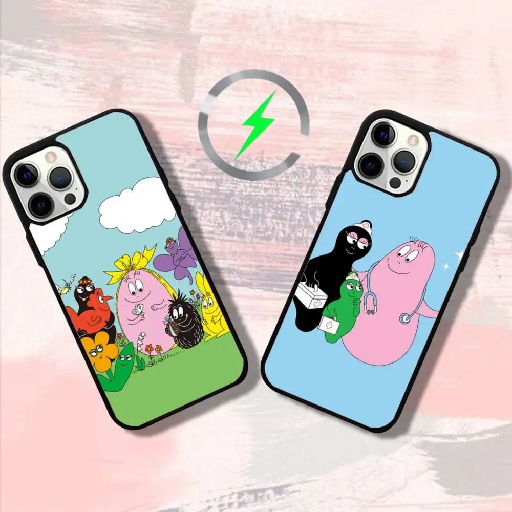 

Cute Book B-Barbapapas Phone Case For iPhone 16,15,14,13,12,11,Pro,Max,Plus,Mini,SE4,E Magnetic Magsafe Wireless Charging