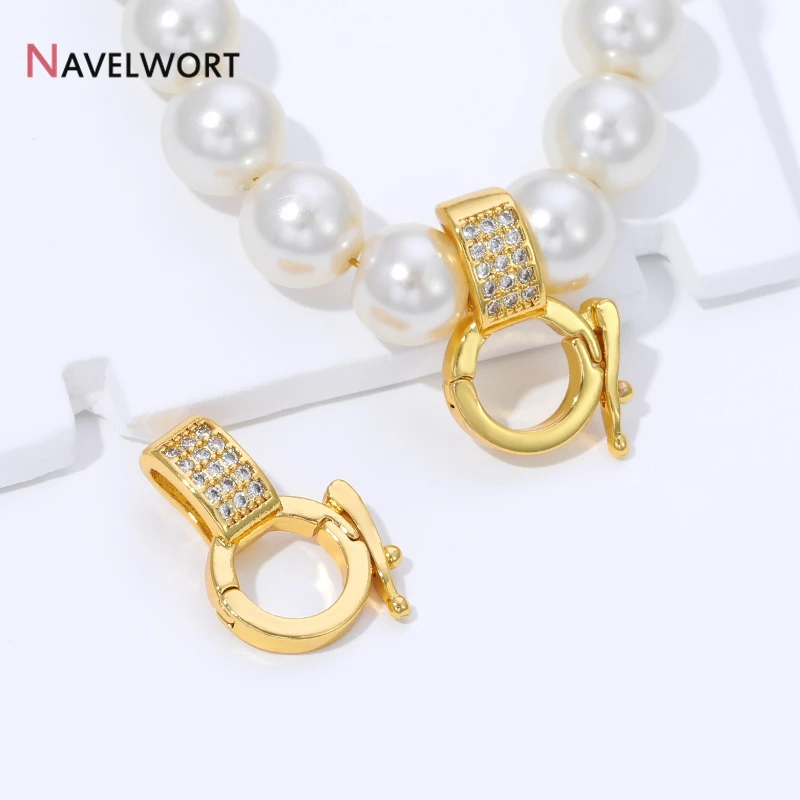 18K Gold Plated Brass Inlaid Zircon Pendant Holder Connector Clasps  Pendant Bail Clasps,For DIY Necklace Jewelry Making Finding - view 6