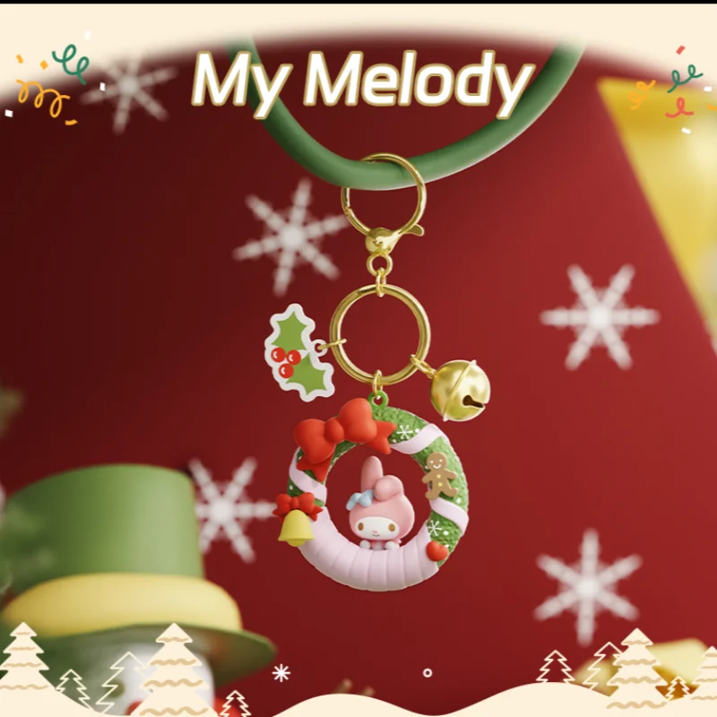 Sanrio personages kerstkrans sleutelhanger feestelijke bel decor tasbedel verzamelbaar cadeau sleutelring
