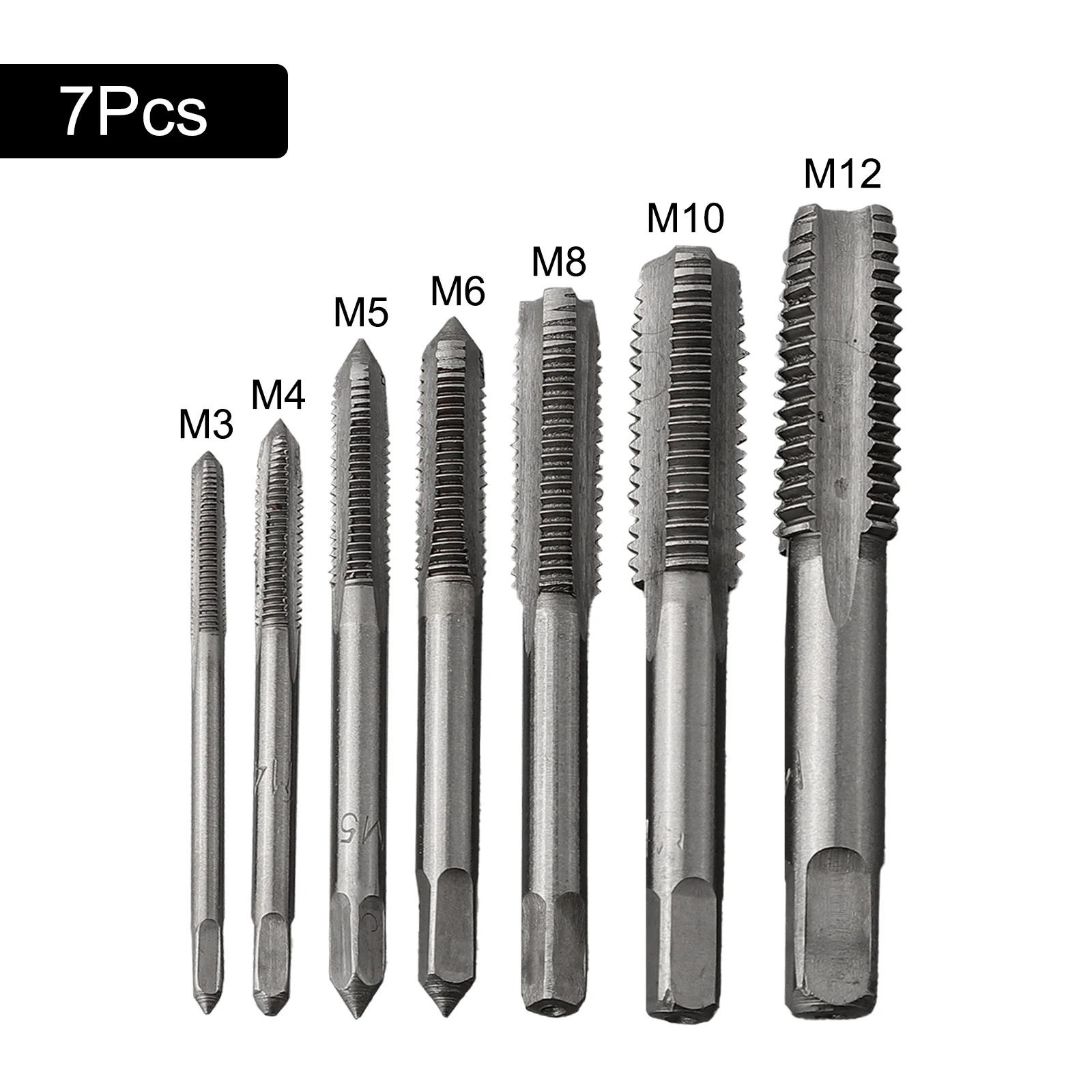 

Spiral Pointed Tap Tap Drill Bits Screw Thread Tap Right Hand 7PCS For Processing Hand Tools M3-M12 Replacement