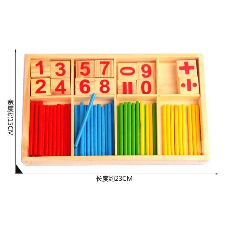 Palos de conteo Montessori, juguete de cálculo de números de madera, Material seguro para educación temprana para niños de 3 a 6 años