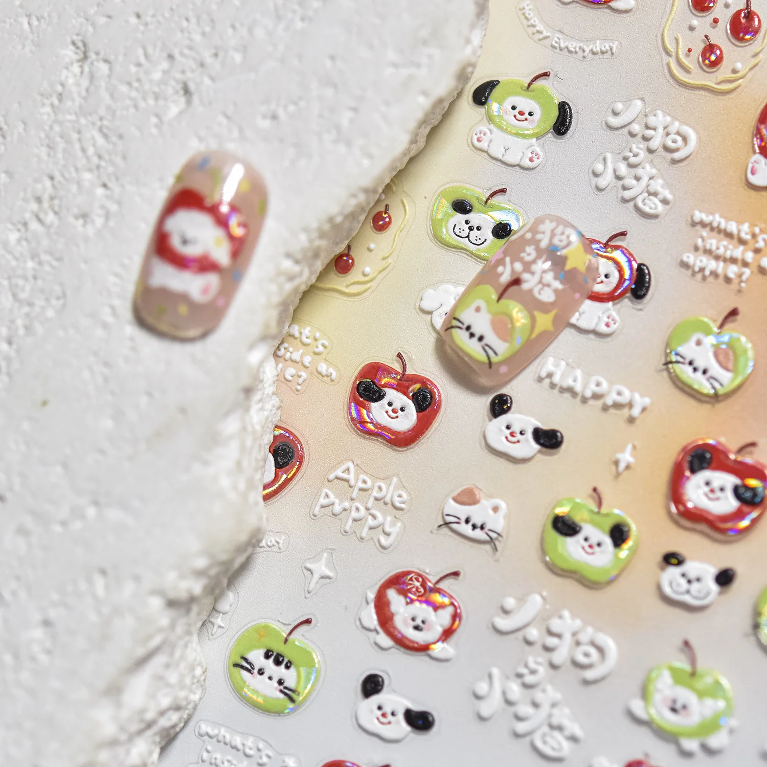 Apple Puppy Kitten Snowman High Quality Nail Stickers Nail Art Decal Design Manicure Tool T-4777