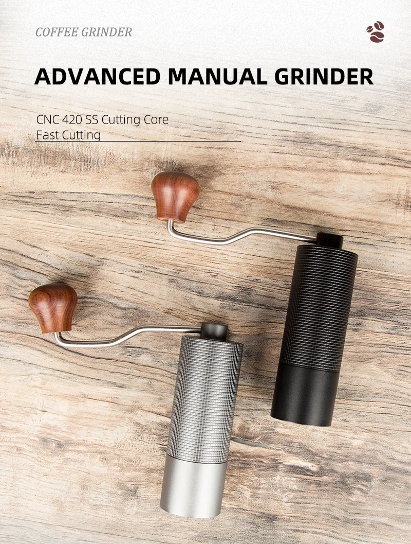 Professionelle manuelle Kaffeemühle, Upgrade, Ganzmetallgehäuse, rutschfestes Design, tragbare Mühle, Grat im Inneren – Detail 1