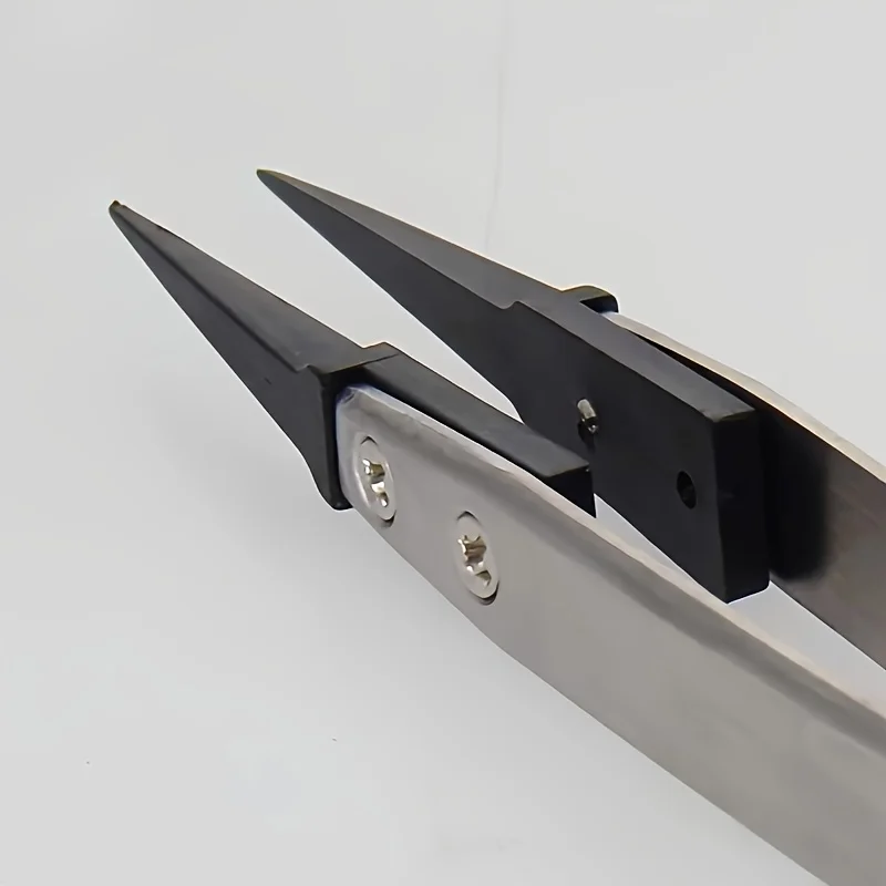 ESD-Safe Precision Tweezers, Anti-Static Tips with Heavy-Duty Metal for Electronics & Jewelry Repair.