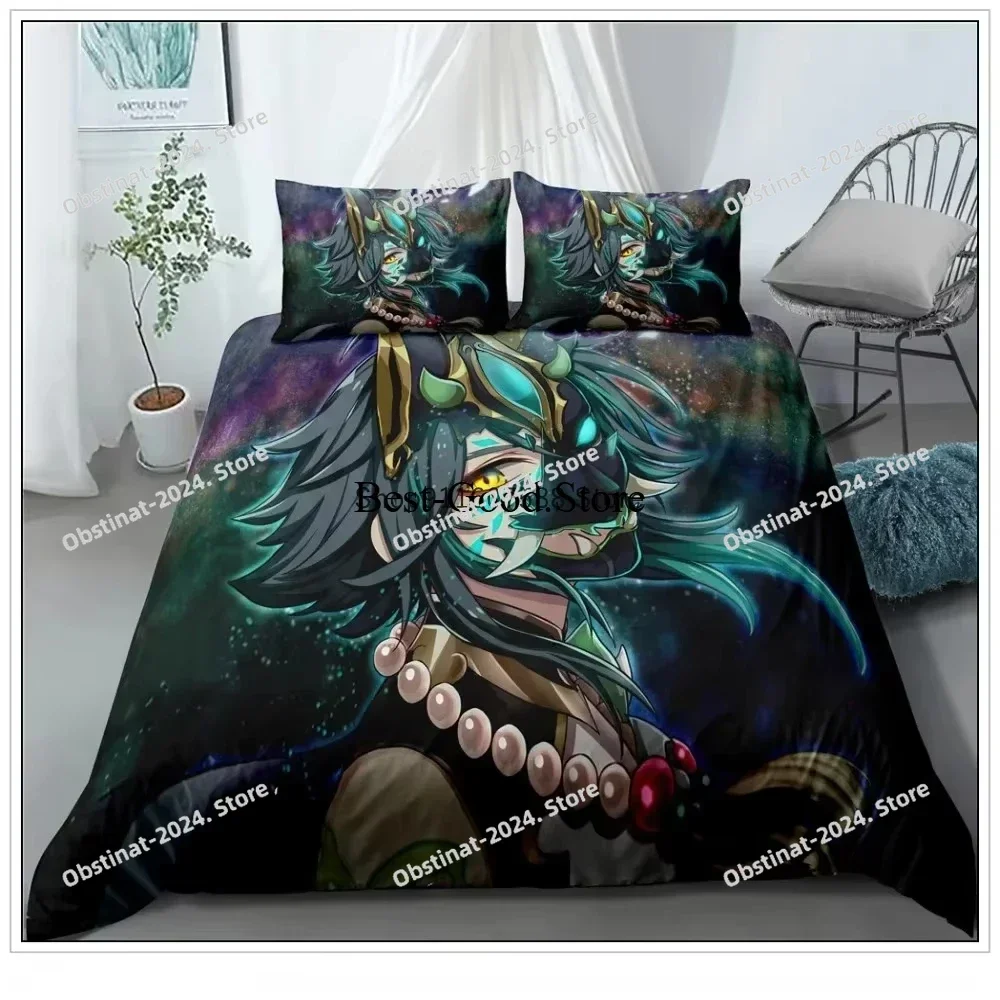 

Genshin Impact Bedding Set Luxury Duvet Cover Sets 200x200 Size Game Anime Comforter Covers Bed Set Aldult Kid Bedroom