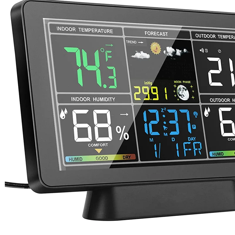 ABGN LCD Weather Station Wireless Digital Thermometer Electric Indoor/Outdoor Thermometer Hygrometer US Plug Durable