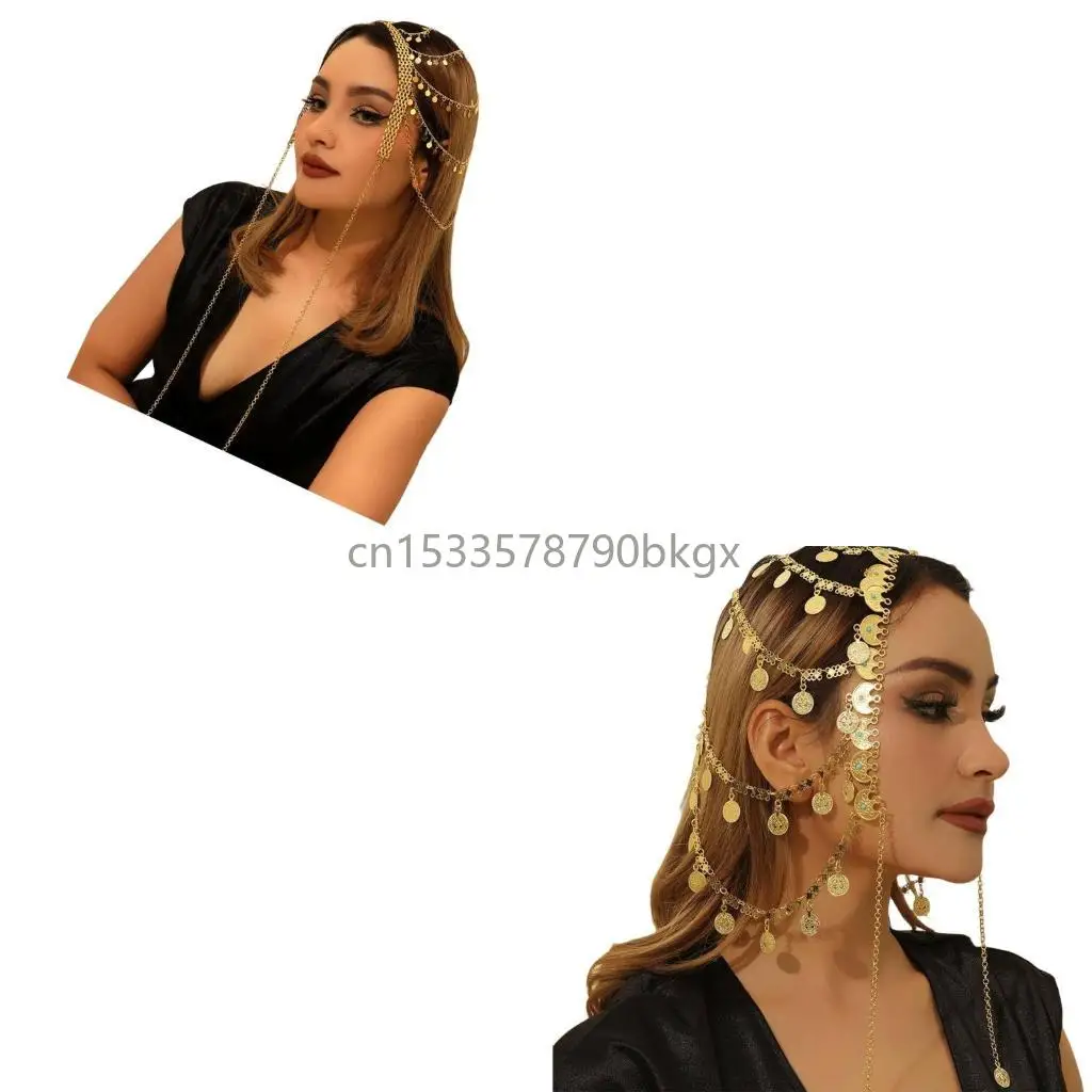 

Handmade Coin Head Chain Stylish Women Headband Tassels Headwear J78E