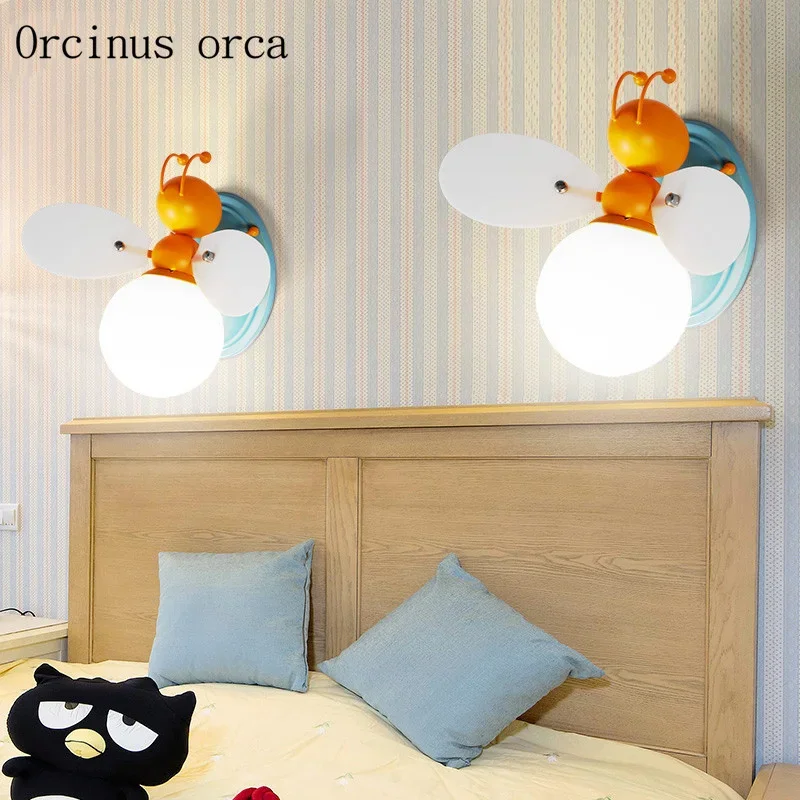 Creative cartoon firefly wall lamp boy bedroom children room lamp modern personality LED insect wall lamp free shipping