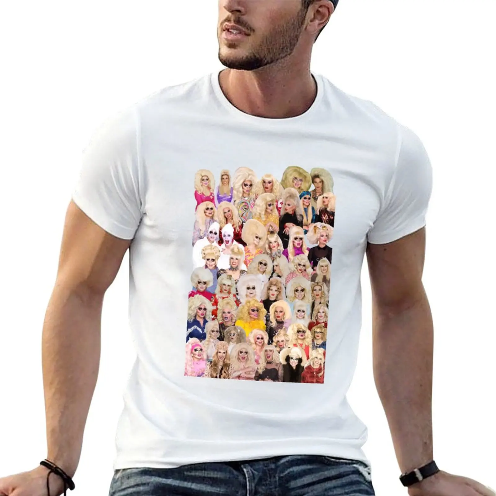 unhhhh trixie katya collage drag T-Shirt Holiday Party T-Shirt for Men