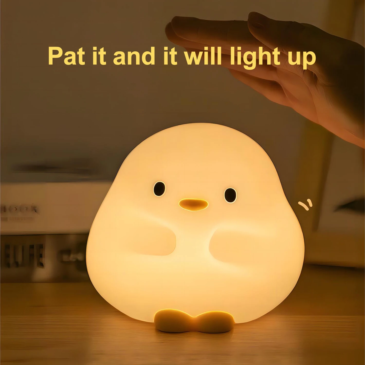 Pato bonito conduziu a lâmpada da noite dos desenhos animados silicone usb recarregável dormir luz sensor de toque temporização quarto lâmpada