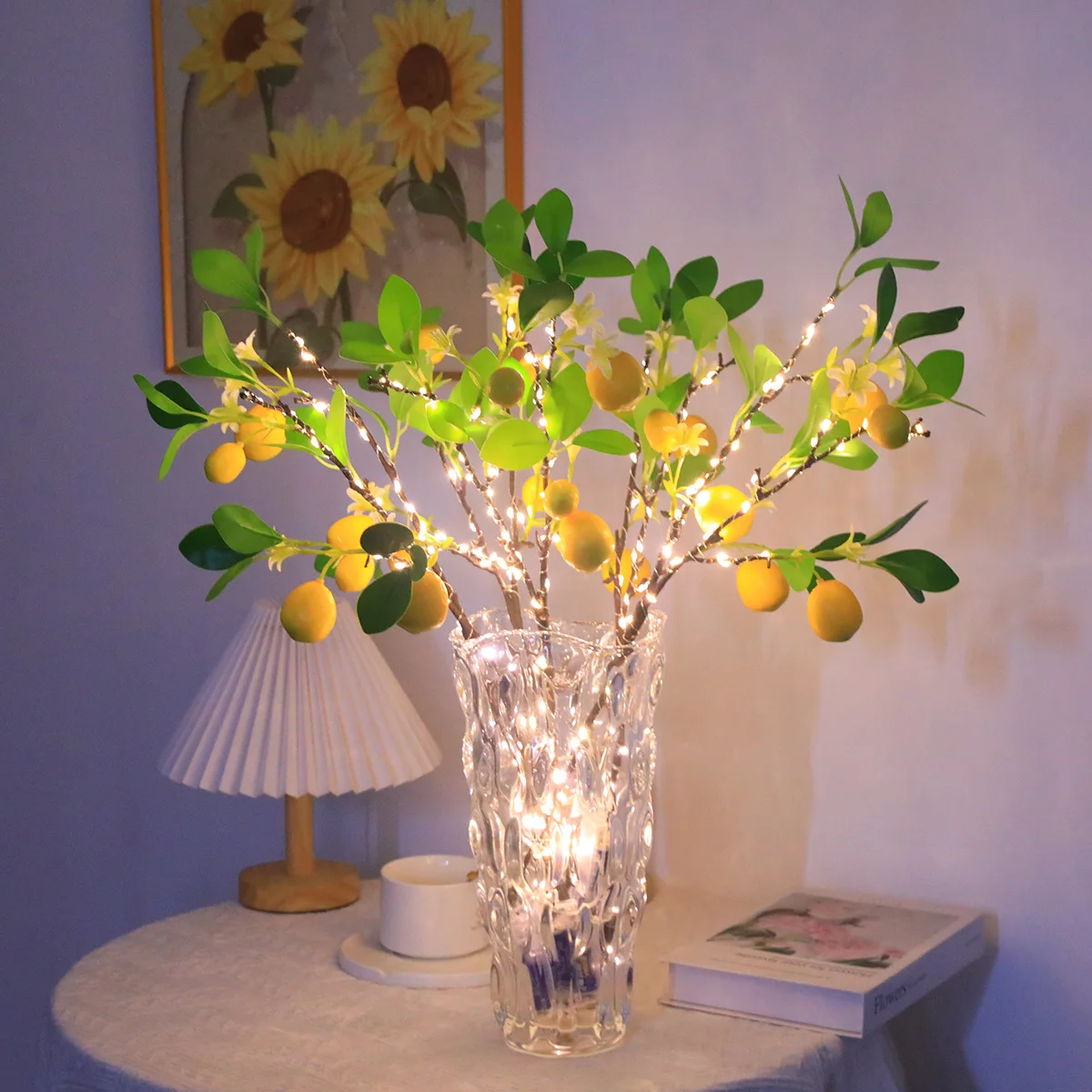

Battery-Operated LED Lemon Tree Lights-Ultra-Realistic Foliage, Warm Copper Wire Glow, Perfect Mood Light for Living Room/Vases!