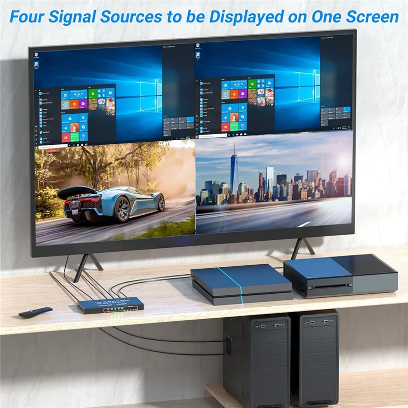

-Compatible 4X1 Multiviewer 4 In1 Out Quad Multi-Viewer 4 Port -Compatible Multi-Viewer Screen Splitter EU Plug-TCES