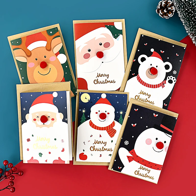 

5 Set Christmas Greeting Card Small Christmas Blessing Greeting Cards With Envelope New Year Postcard Gift Card Xmas Decor Noel