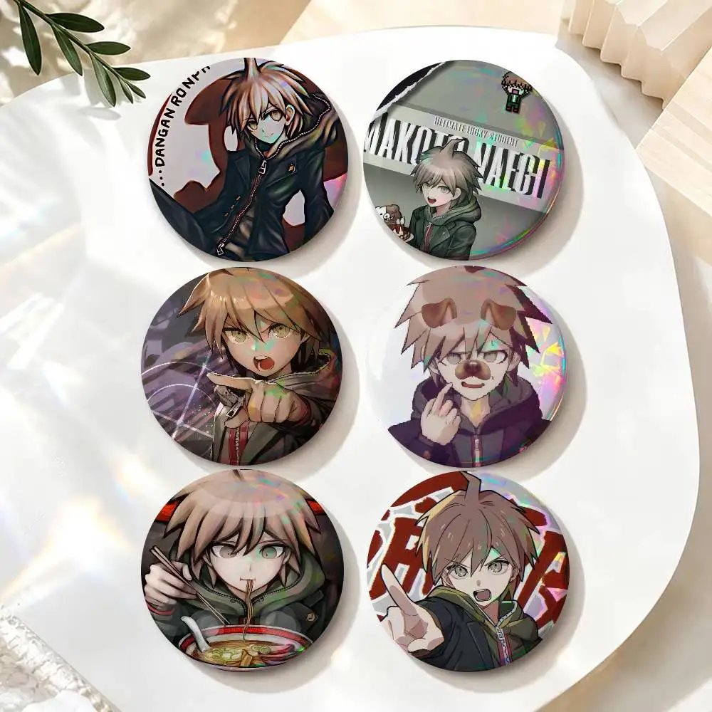 Game Danganronpa Makoto Naegi Can   Button Pin Metal Cute Brooch Collar Lapel Pin Badge Women Fashion Cartoon Lover Creative