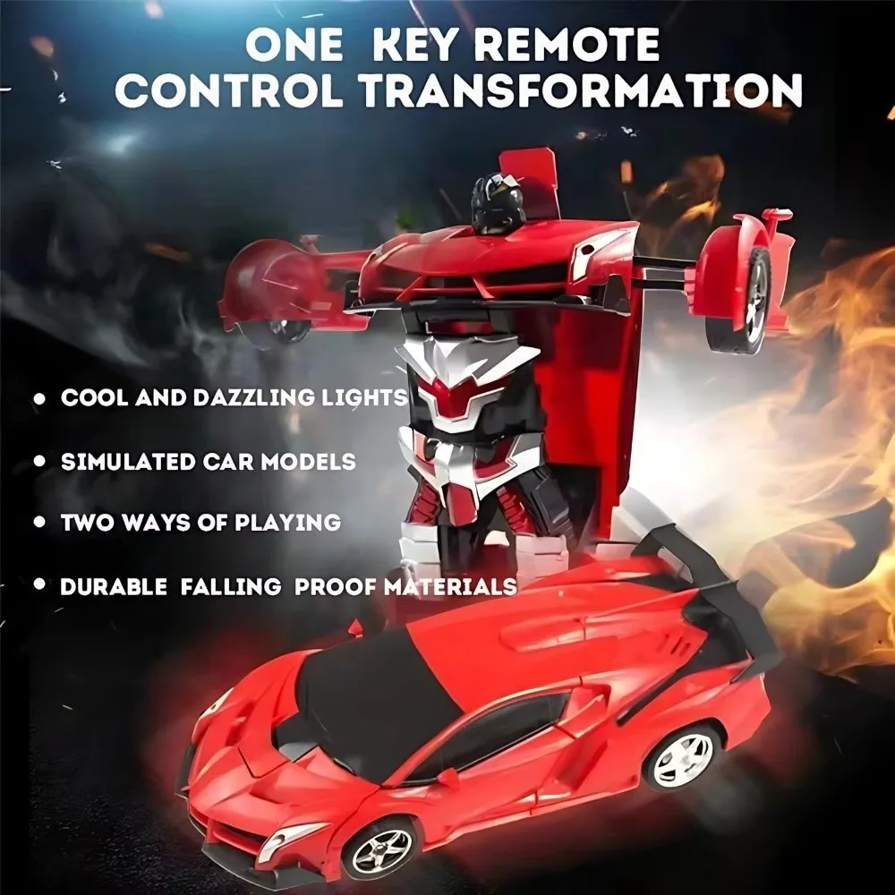 New 2-in-1 Transformable Robot Car One-key Deformation Remote Control Electric RC Car Car Model Gift