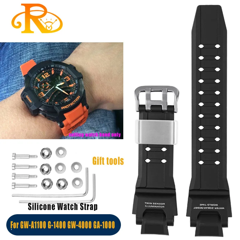 Silicone Rubber strap For Casio G-SHOCK GA1000 GA1100 GW4000 G1400 GW-A1000/1100 Blue red Waterproof Watchband men's Accessories