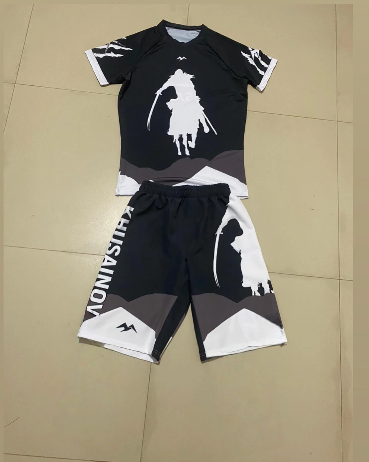 

Men's Summer 2025 Fighter Boxing Sports Wear Set Short Sleeved Print T-shirt & Shorts 2-Piece Fashionable & Comfortable Suit