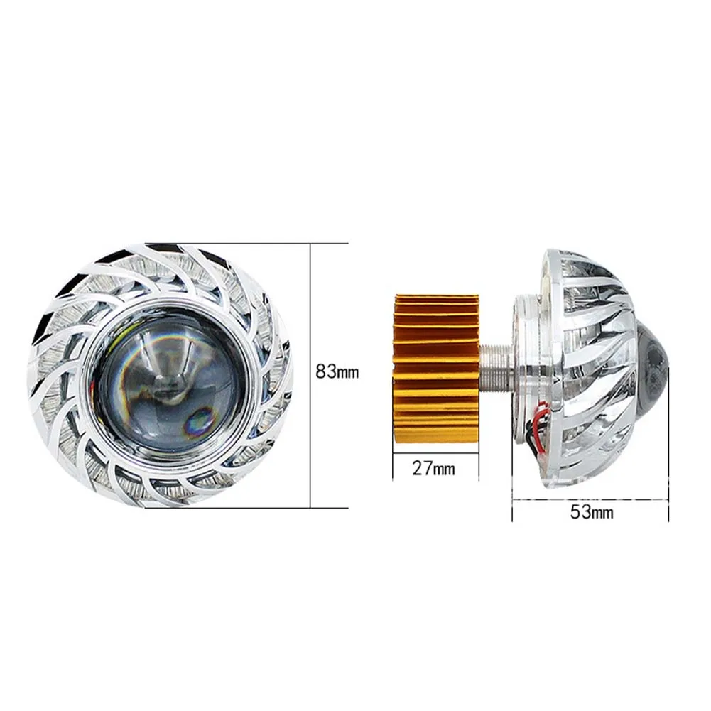 Car Motorcycle Headlight LED Angel Devil Eyes Headlight Projector Lens High/Low Beam Strobe Spotlight DRL Dual Halo Lamp