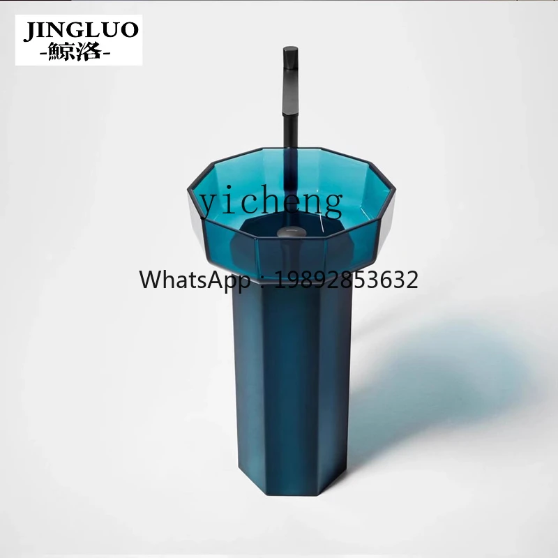 

XL цветная прозрачная смоляная художественная колонна, встроенная раковина от пола до потолка во дворе, ручной умывальник