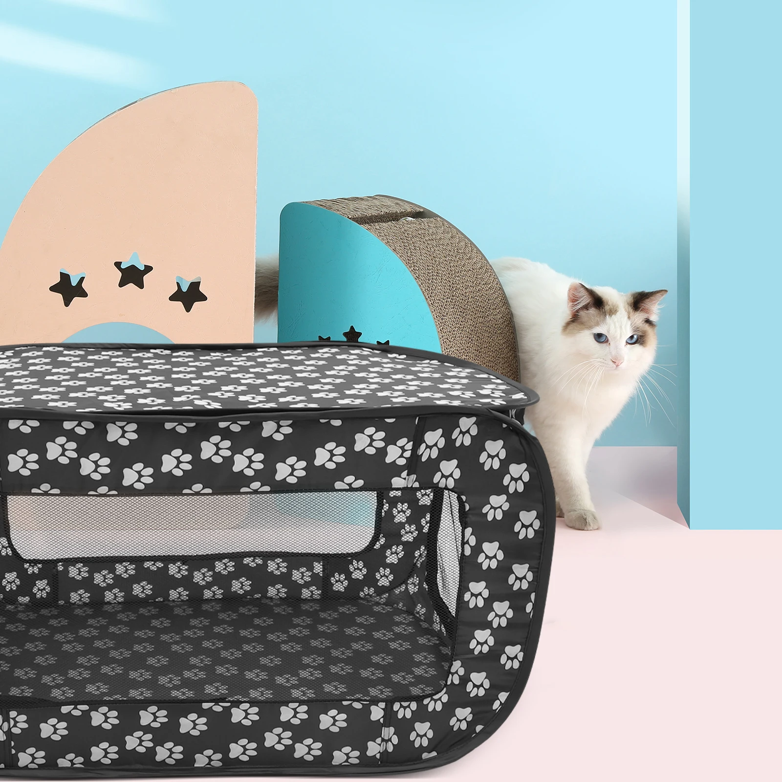 

Foldable For Cats Small Dogs Multi-Functional Playpen Cage Oxford Cloth Durable Portable Ample Space Gift House Cat Hut Dog