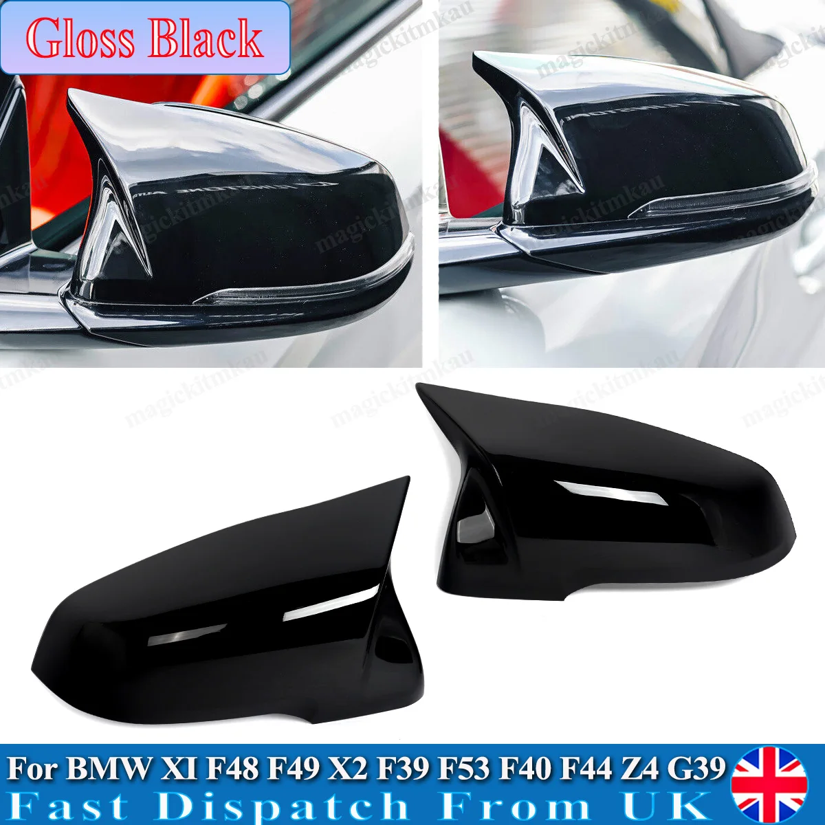 

Glossy Black Rearview Mirror Cover For BMW X1 F40 F48 X2 F39 F49 F52 G29 F44 2019 2020 2021 2022 2023 2024 protect cover cap