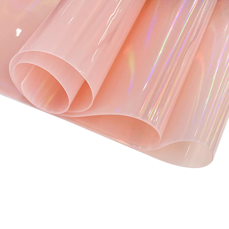 Holographic Vinyl Fabric TPU Bag Material Clear Faux Leather Sheets for Sewing PVC DIY Making Shoe Upper/Clothing/Handcraft