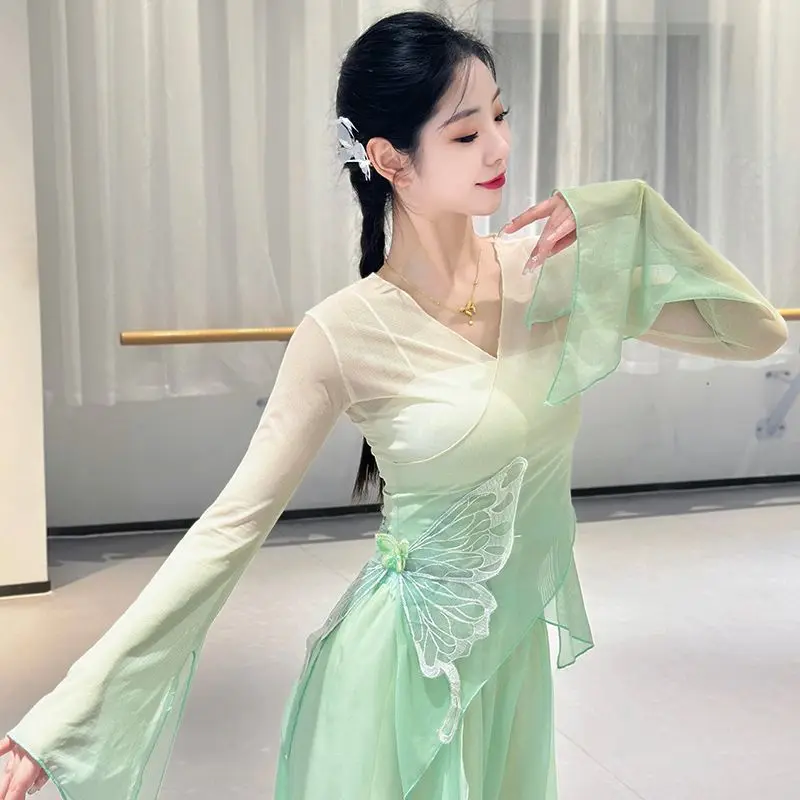 Classical Dance Clothes Body Rhyme Saree Chinese Dance Floating Practice Costume Dance Performance Costumes Women Vintage Dress