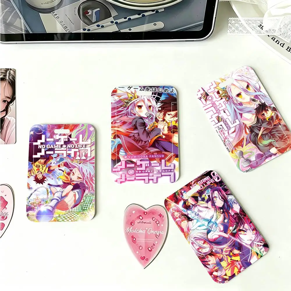 1pc N-No Game No Life Anime ID Card Sleeve School Card Access ID Card Bus Meal Card Protective Sleeve Easy Push